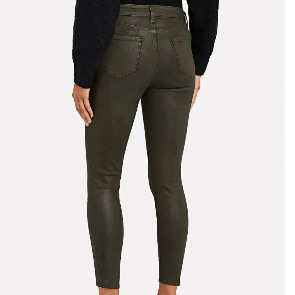 NEW L’AGENCE Margot High Rise Skinny Jeans in Army Coated Size 28